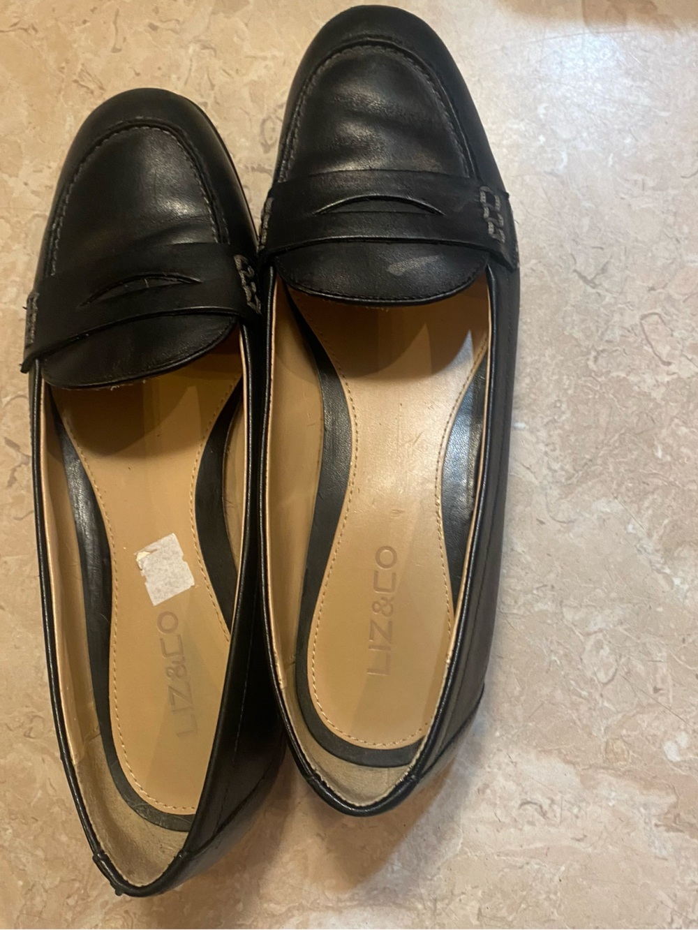 liz & co. Black Leather Penny Loafers